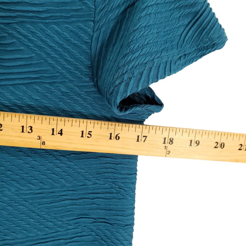 89th & Madison Blouse Womens Small Teal Short Sleeve Accented V Neck Chic Top - Picture 8 of 11
